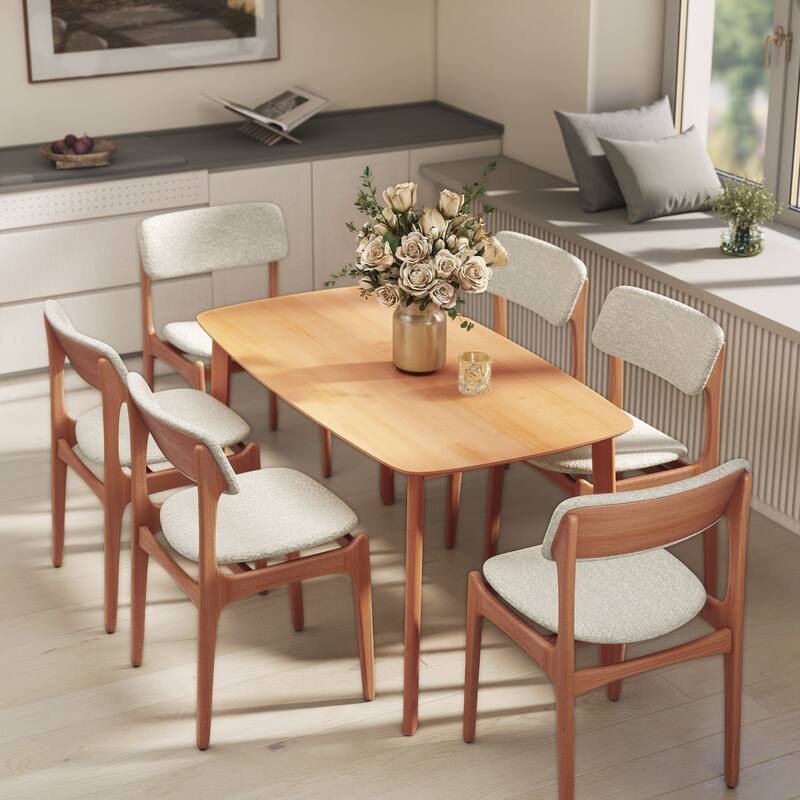 HOMCOM Solid Wood Dining Table for 6 People, 59" Long Rustic Rectangular Kitchen Table with Large Tabletop for Dining Room