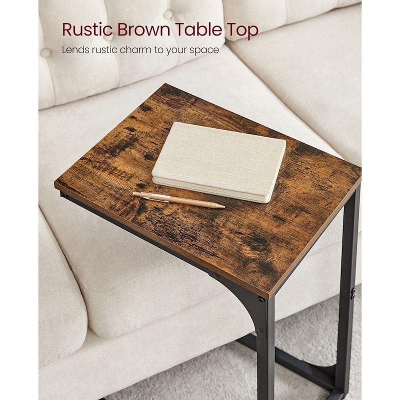 Steel Particleboard C Shaped Side Tables Set of 2 Slim Design for Small Spaces - 15.7" x 11.8" x 24.4"