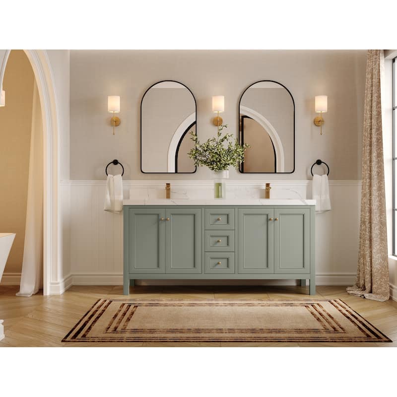 Willow Collections 72 in. W x 22 in. D Nashville Double Bowl Sink Bathroom Vanity with Countertop