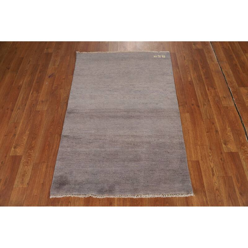 Hand Knotted Oriental 100% Wool Carpet Modern Modern Greys & Charcoal Gabbeh Area Rug - 4' 0'' X 2' 7''