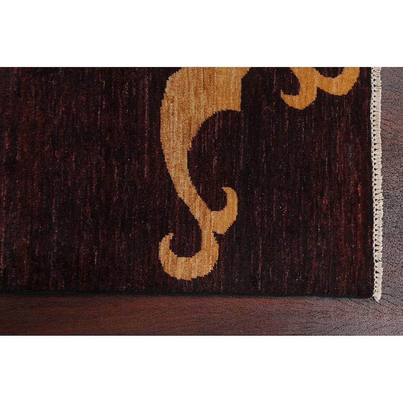 Contemporary Persian Gabbeh Area Rug Wool Hand-knotted Foyer Carpet - 3'7" x 5'0"