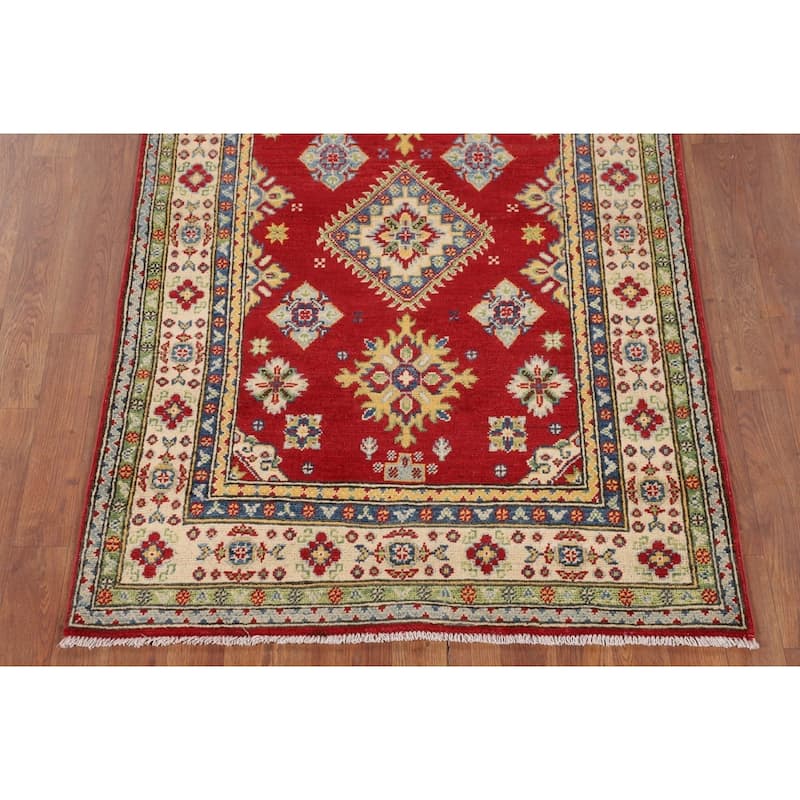 Red Kazak Accent Rug Handmade Wool Carpet - 3'4" x 5'2"