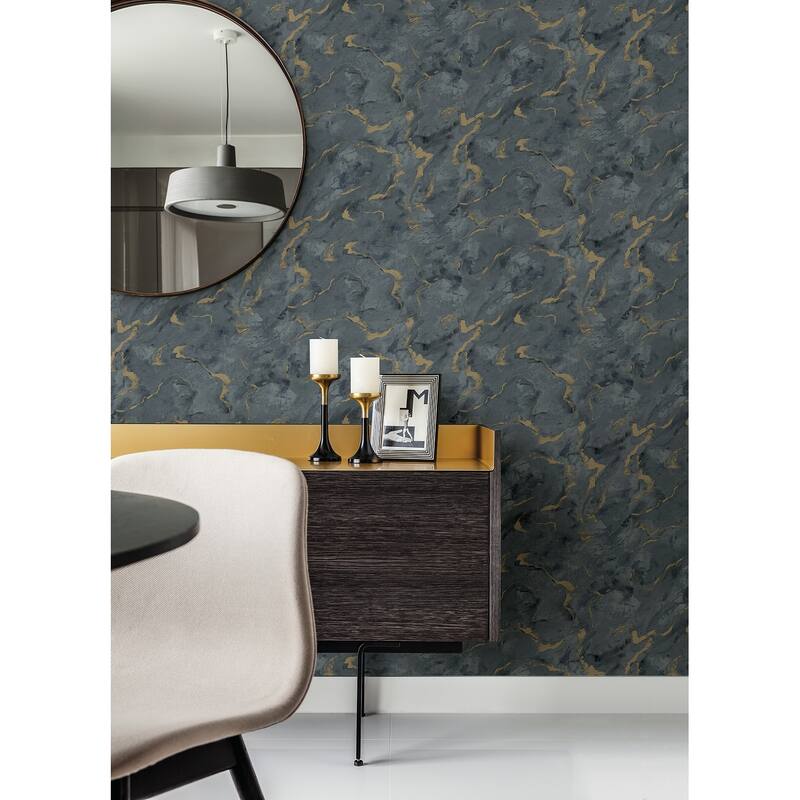 A-Street Prints Silenus Denim Marbled Wallpaper