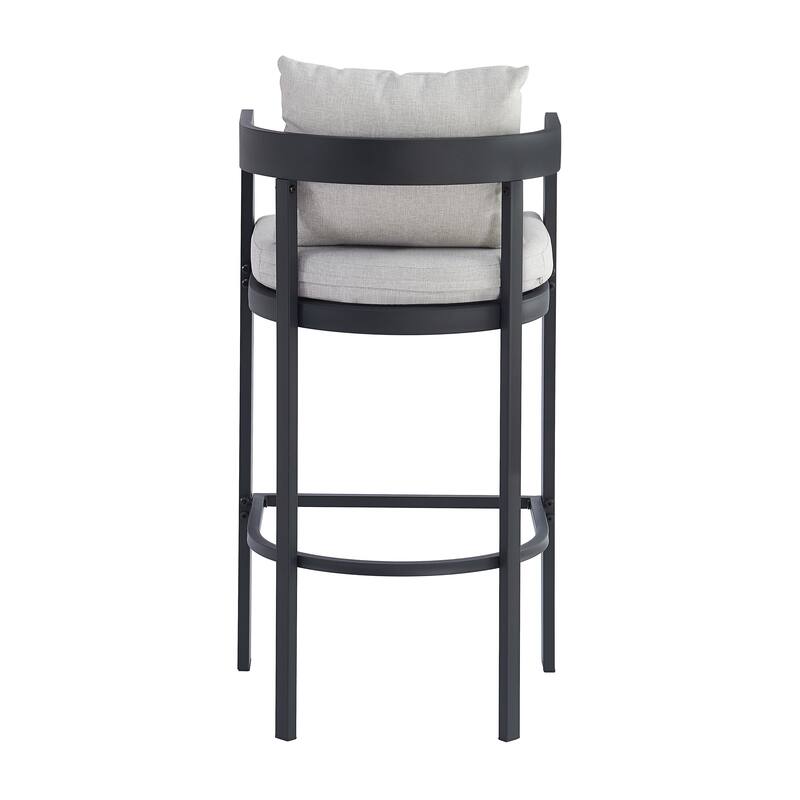 Christopher Knight Home - Vornell Outdoor 41.9"H Iron Frame Bar Stool with Olefin Fabric Upholstery, Cushion & Footrest Set