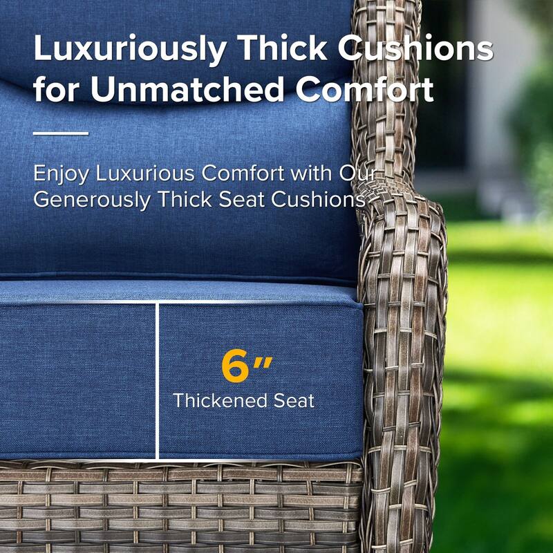 Gymojoy 5-Piece Patio Swivel Glider Chair Ottoman Set with Side Table, 6-Inch Ultra-Plush Cushions