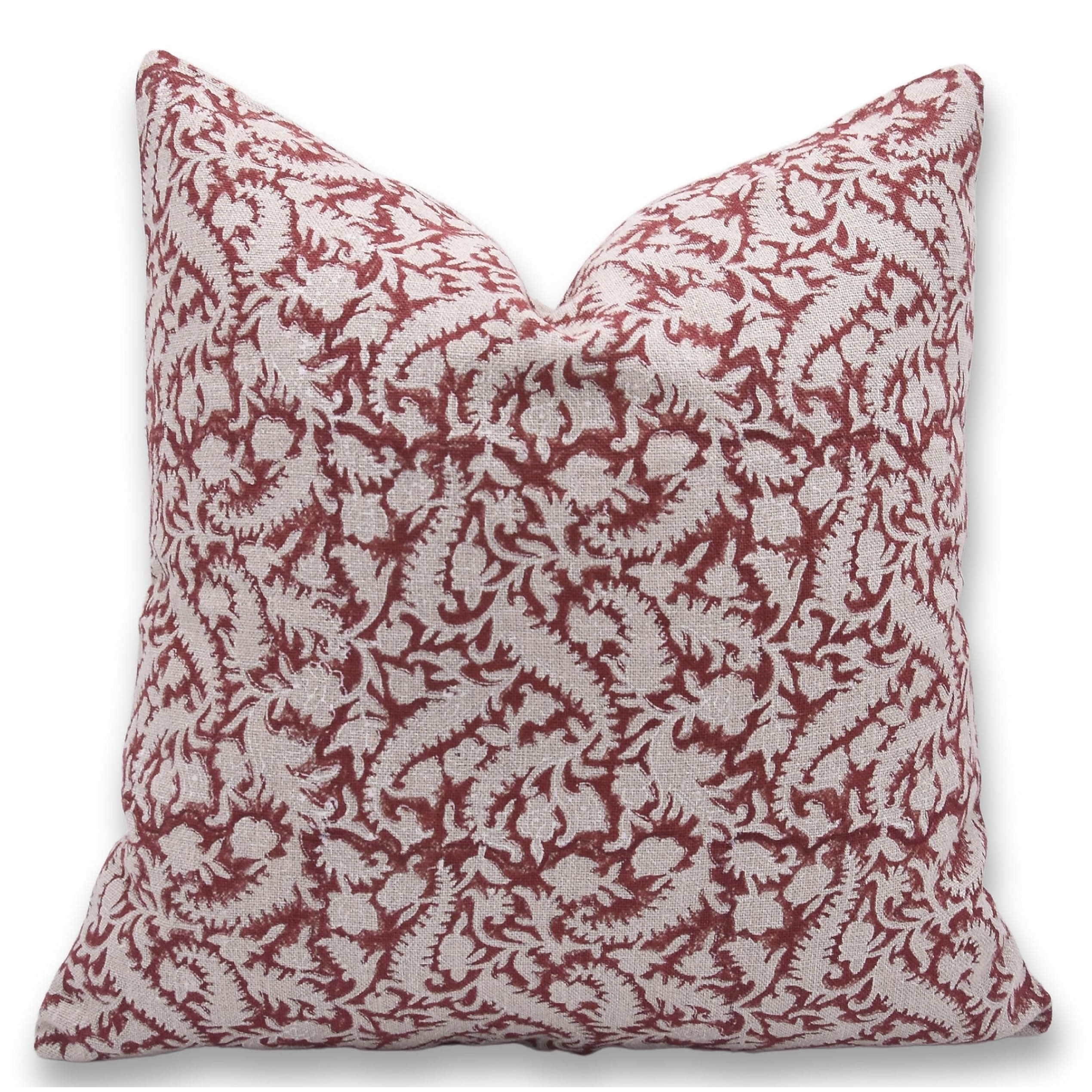 Fabdivine Handmade Floral Block Print Linen Pillow Home Décor Accent Cover, Black Forest