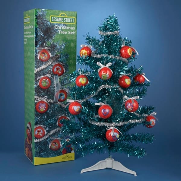 Shop 2 Fully Decorated Sesame Street Teal Blue Tinsel Artificial