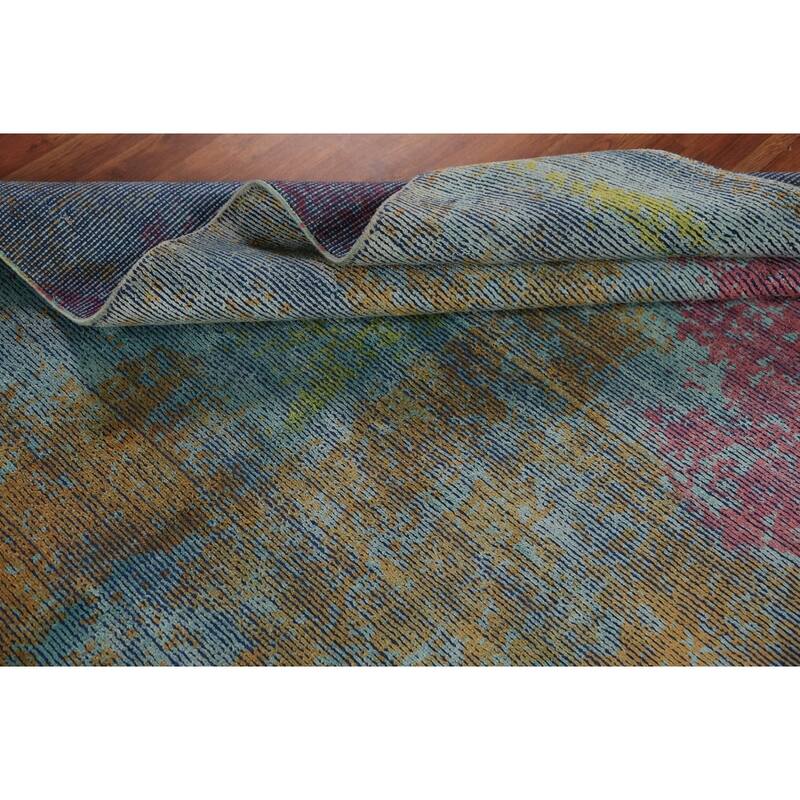 Contemporary Abstract Indian Rug Hand-Knotted Wool Carpet - 4'9"x 6'10"