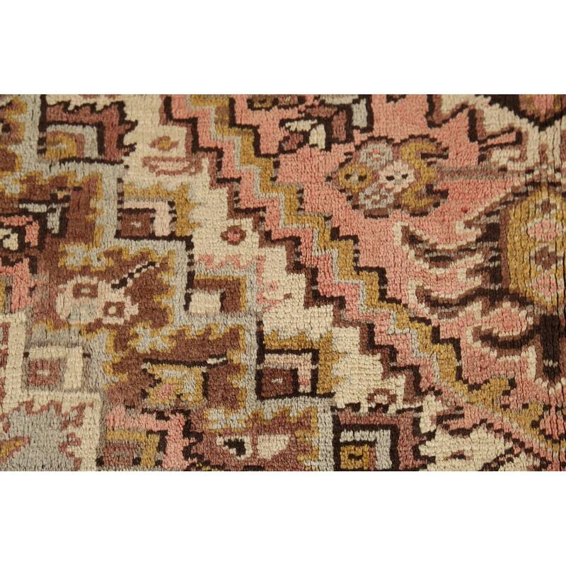 Geometric Heriz Persian Square Area Rug Handmade Wool Carpet - 4'7"x 5'5"