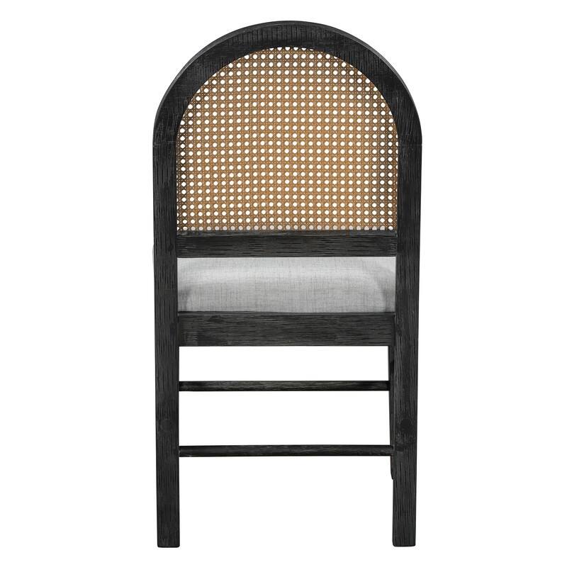 Spruce & Spring Round Dining Table Set for 4, Extendable 5-Piece Mid Century Modern Farmhouse Table with Rattan Chairs