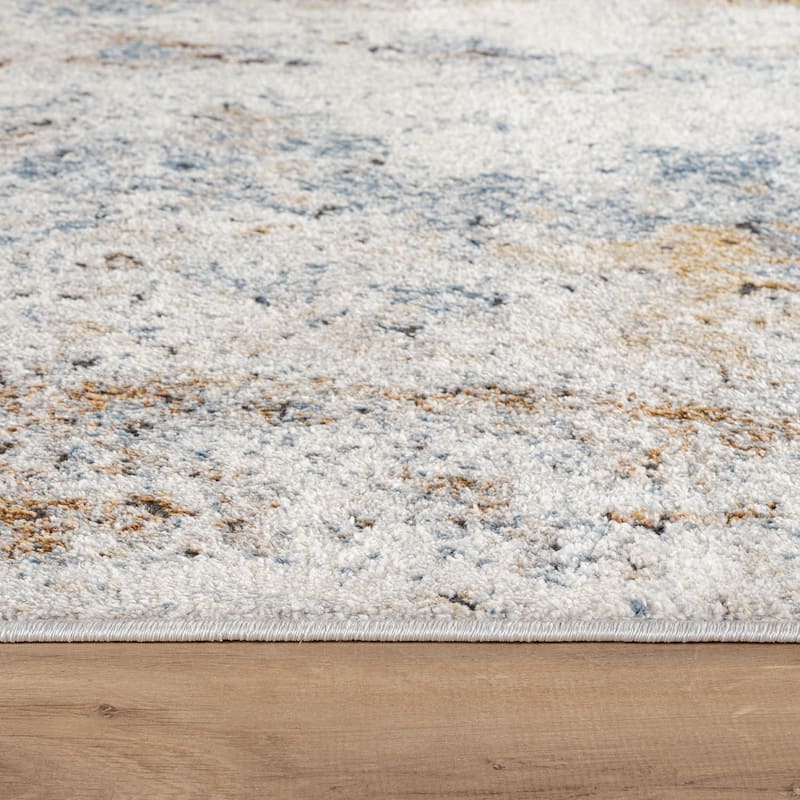 Muted Multi-Tonal Abstract Area Rug - Rug for Living Room, Bedroom - Easy to Clean, Polypropylene/Polyester with Jute Backing