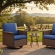 preview thumbnail 3 of 2, 2 Pieces Outdoor 360° Swivel Wicker Armchair Set Navy Blue