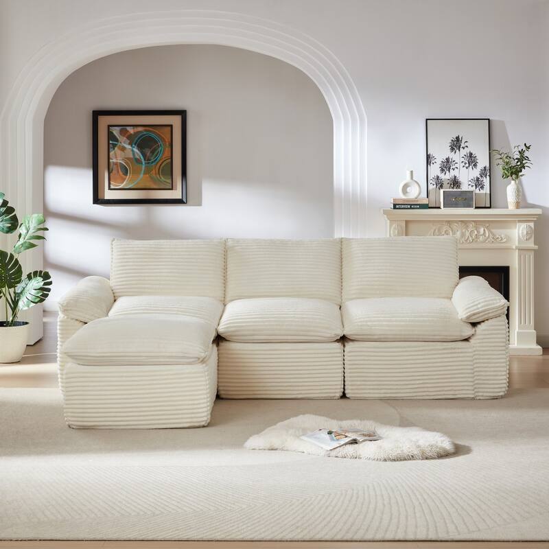 111.03" L-Shaped Modern Chenille Sectional Sofa Cloud Sofa