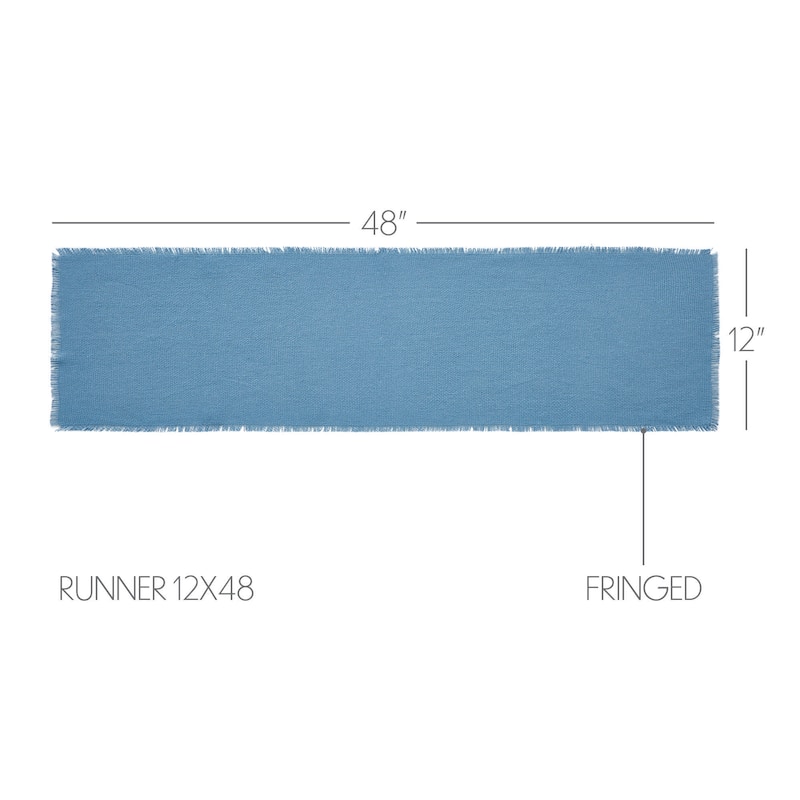 Burlap Blue Runner Fringed
