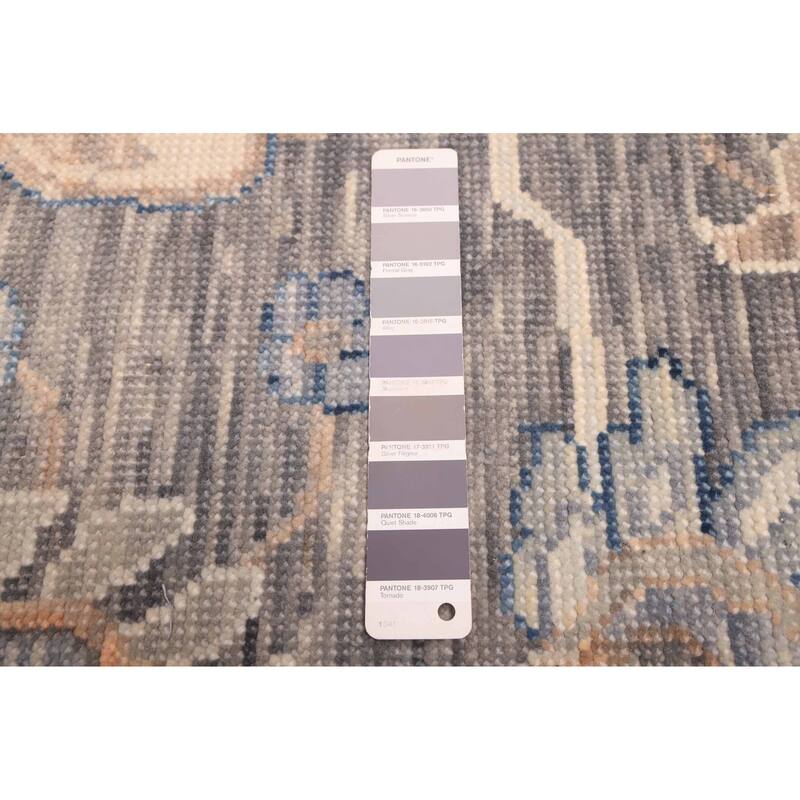 ECARPETGALLERY Hand-knotted Modern Oushak Dark Grey Wool Rug - 9'0 x 12'3