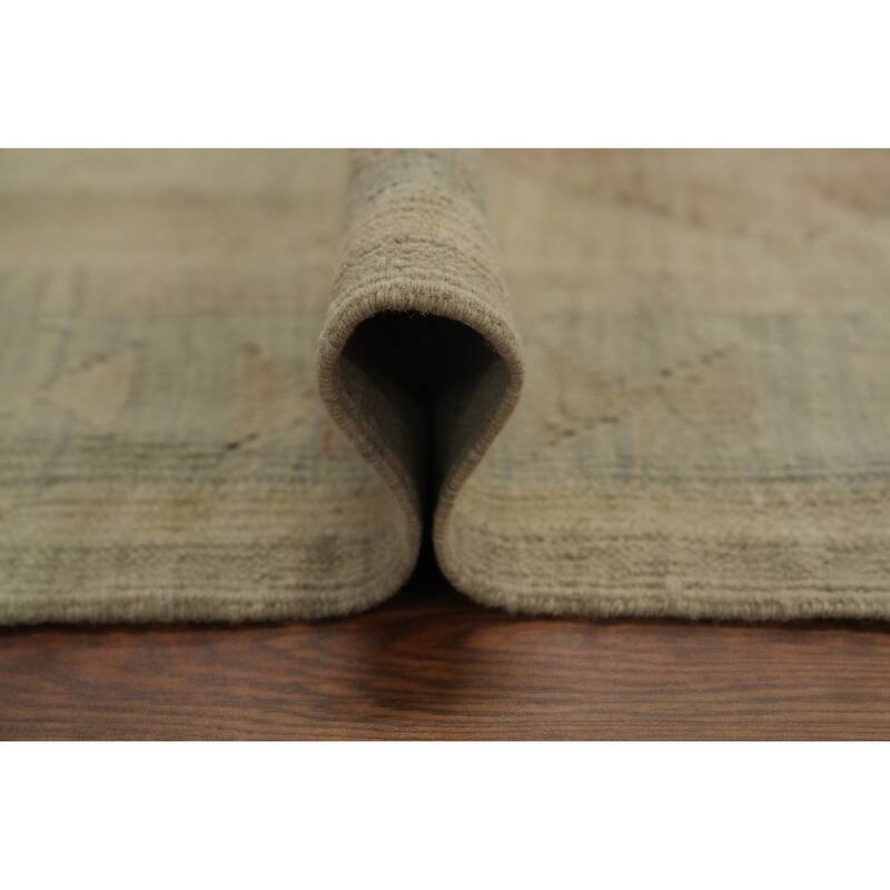Hand Woven Oriental 100% Wool Carpet Southwestern Geometric Beige & Ivories Kilim Area Rug - 11' 11'' X 9' 1''