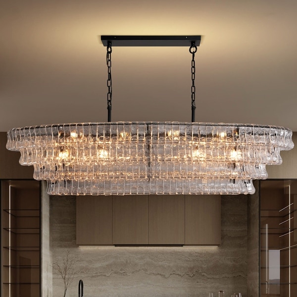 KAYLA 36in-67.4 in. 6-Lights Gold Crystal Drum Chandelier - On