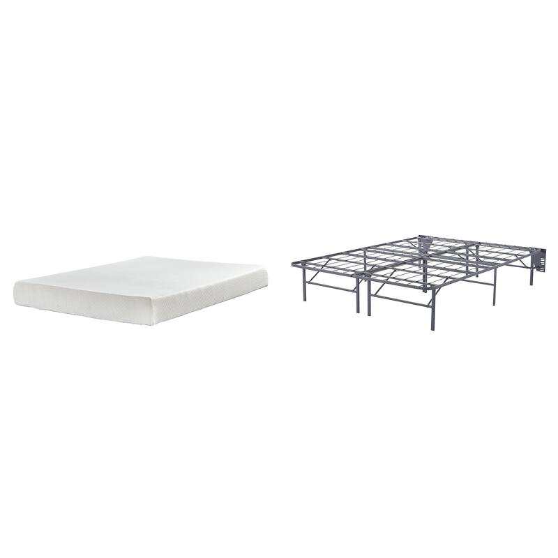 Signature Design by Ashley Chime 8 Inch Memory Foam Black/White 2-Piece Mattress Package - Queen