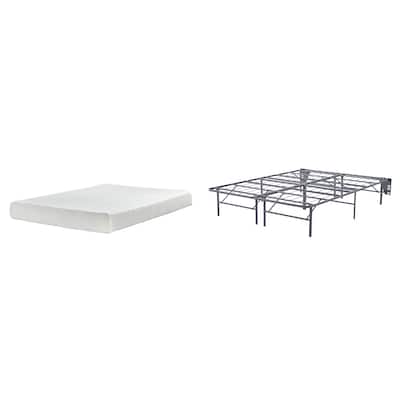 Signature Design by Ashley Chime 8 Inch Memory Foam Black/White 2-Piece Mattress Package