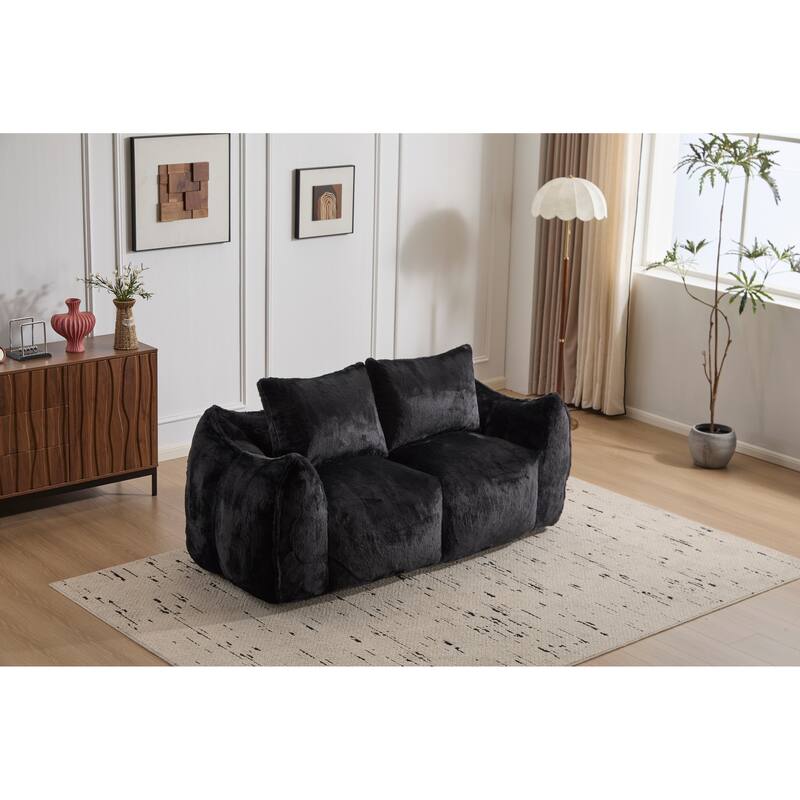 Oversized Bean Bag Sofa Reading Chair, 2-Seater Giant Bean Bag Couch with Pillows, Loveseat Chaise Lounge Sofa Chair