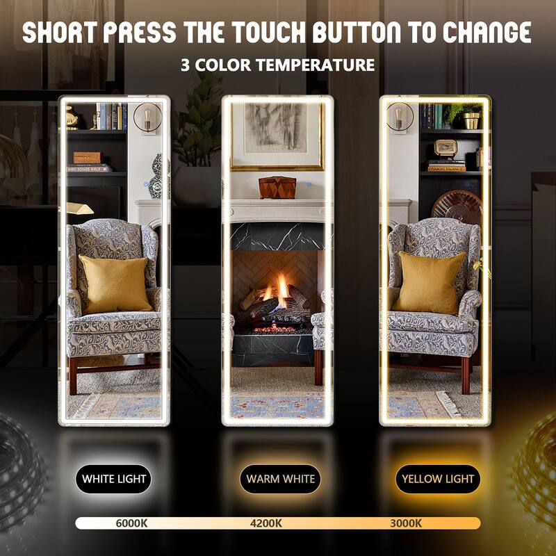 LED full-length mirror and adjustable touch sensor
