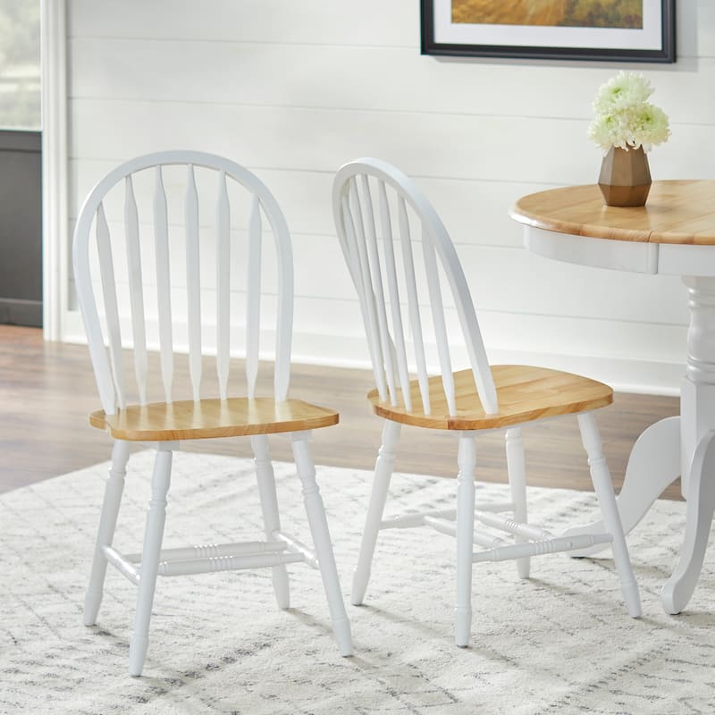 Simple Living Carolina Solid Wood Spindle Dining Chairs (Set of 2) - White/Natural