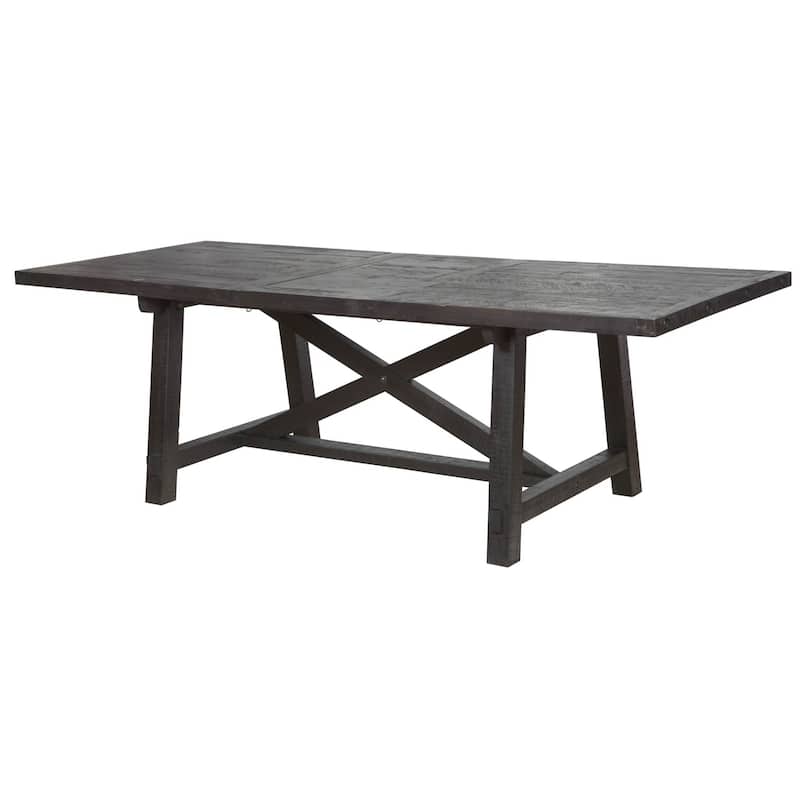Wooden Rectangular Table with Crossed Planked Bulky Legs and Exposed Bolts , Brown
