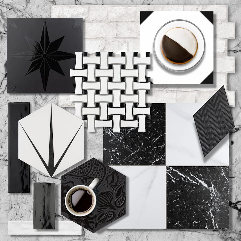 Merola Tile Chelsea Black 9-3/4" x 9-3/4" Porcelain Floor and Wall Tile