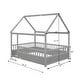preview thumbnail 31 of 34, Twin/Full Size Floor Bed Wooden House-shaped Bed Frame with Fence&Roof
