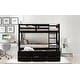 preview thumbnail 5 of 14, Twin over Twin Wood Black Bunk Bed with Trundle and Drawers
