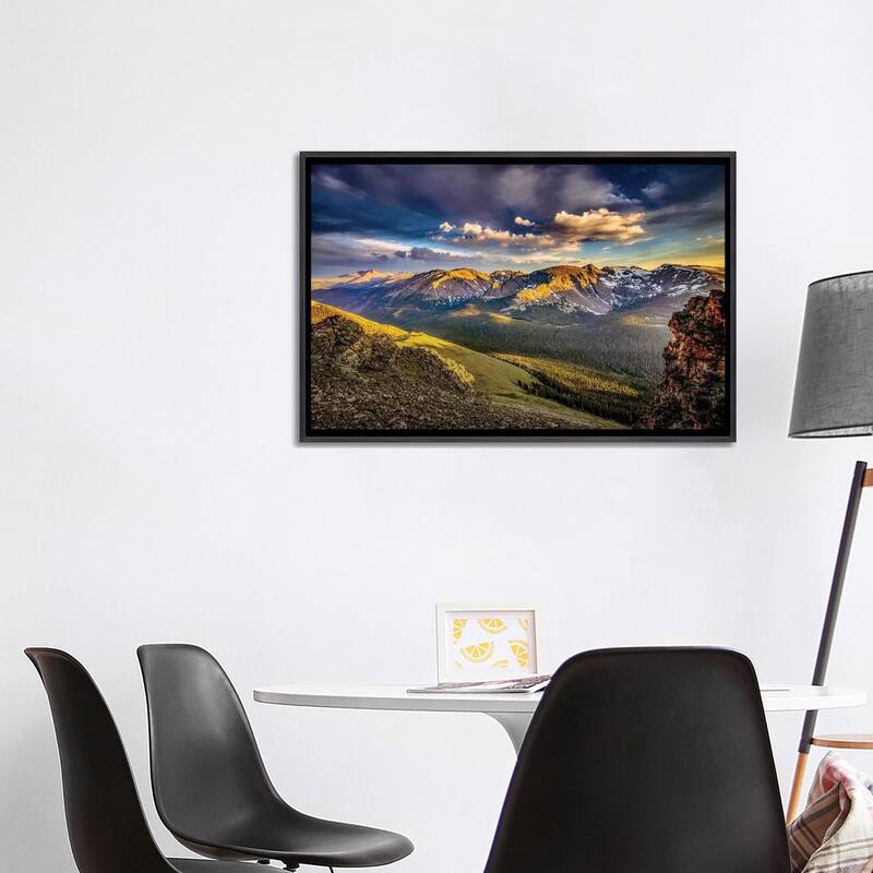 iCanvas "USA, Colorado, Rocky Mountain National Park. Mountain and valley landscape at sunset." by Jaynes Gallery Framed