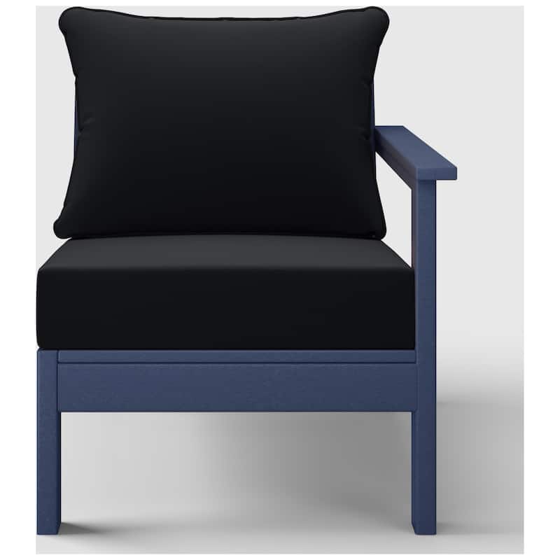 Birchwood All Weather HDPE Outdoor Patio Deep Seating Navy Blue Right Arm Facing Chair With Cushions (1-Piece)