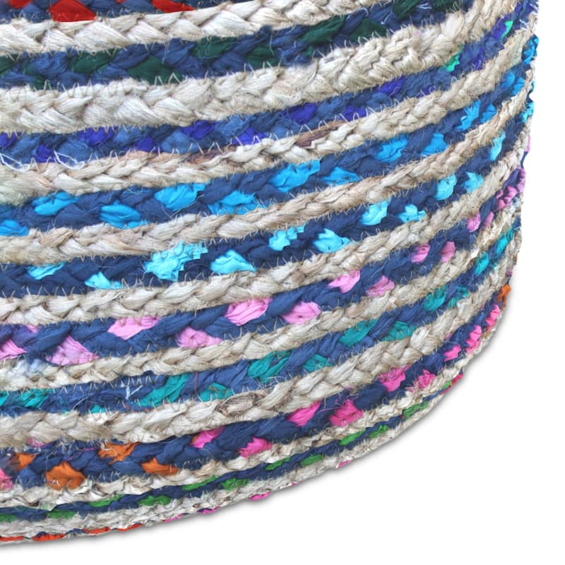 WYNDENHALL Mattise Boho Round Pouf in Braided Jute