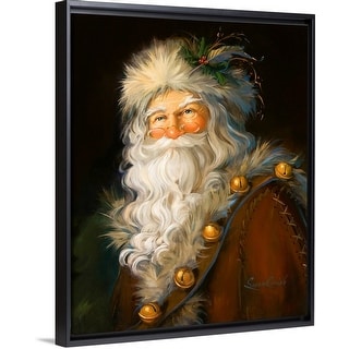 "Father Christmas" Black Float Frame Canvas Art