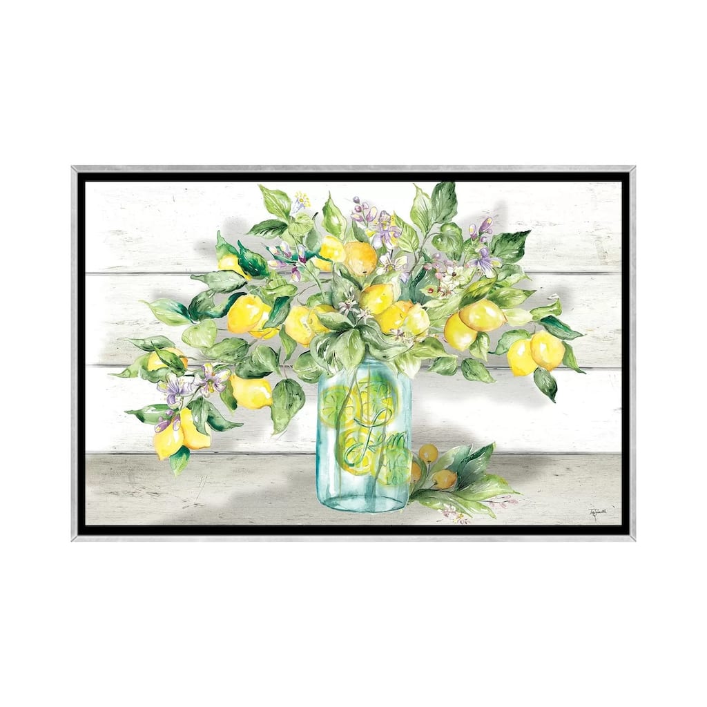 iCanvas "Watercolor Lemons in Mason Jar Landscape" by Tre Sorelle Studios Framed