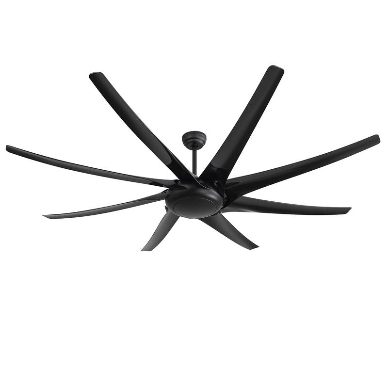 Large 100/84-inch 8-Blade Matte Black Ceiling Fan with Remote,No Light