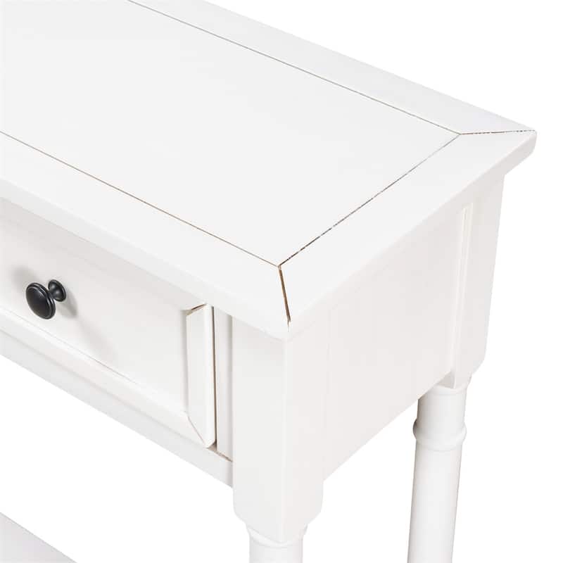 Solid Wooden Console Sofa Table, With 2 Drawers, Bottom Storage Shelves, Easy Assembly, Farmhouse Console Sofa Table