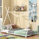 preview thumbnail 1 of 20, Kids' Twin House Platform Bed with Metal Frame and Safety Rails White