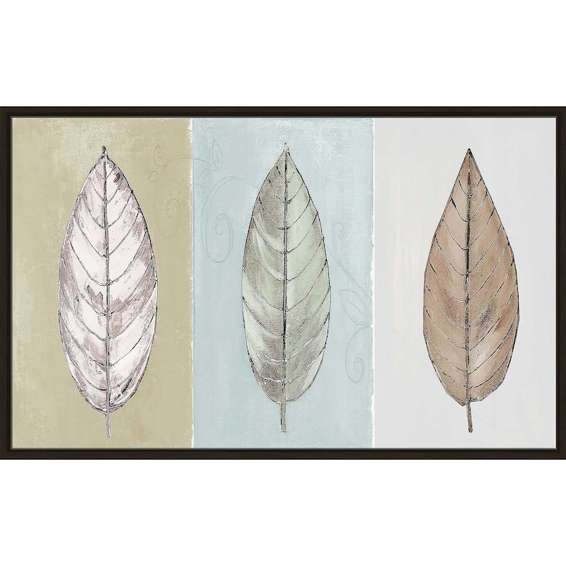 "Neutral New Leaf Trio" Print on Floating Canvas