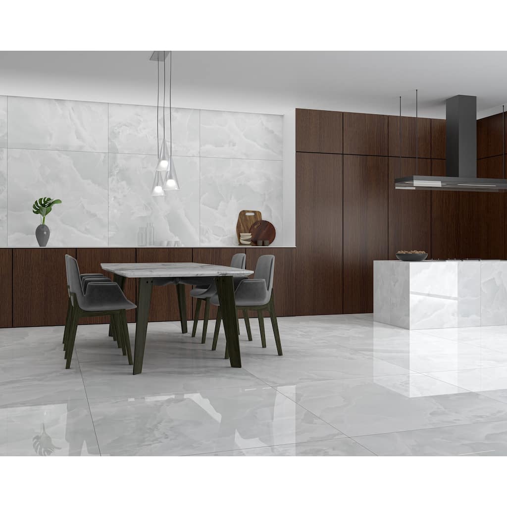 Industry Tile 24x48 Onyx White polished porcelain tile