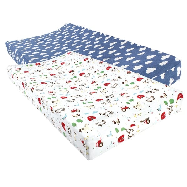 slide 1 of 1, Hudson Baby Infant Boy Cotton Changing Pad Cover, Boy Farm Animals, One Size - Boy Farm Animals Cotton - Boy Farm Animals