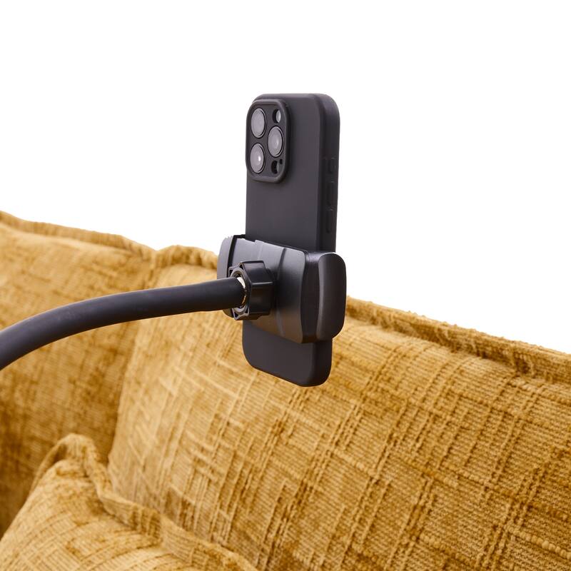 Modern Chenille Chaise Couch L-shaped Sectional Sofa with Storage Ottoman, Phone Holder, USB/Type-C Ports and Side Pockets