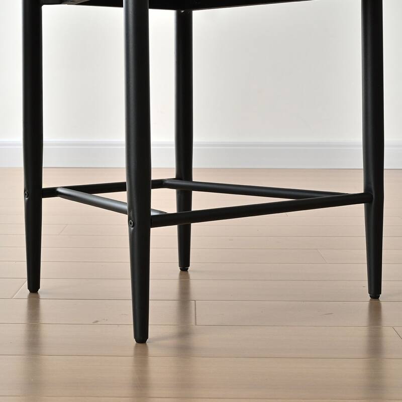 Modern Upholstered Arm Counter Stool with Metal Frame Leg(Set of 2)