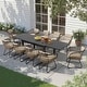 preview thumbnail 1 of 23, 7/11PC Outdoor Aluminum Expandable Patio Dining Sets Extension Table with Rattan Chair 11PC-BeigeChairs
