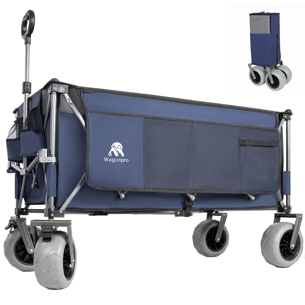 52"Extended Heavy-Duty Foldable Utility Wagon, 560lbs, Ultra-Stable Frame, 1:6 Space-Saving Fold, Portable and Collapsible