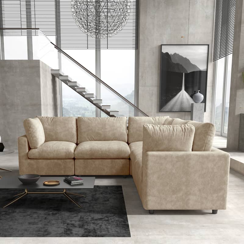 Corner Sofa Minimalist Upholstered Cushion Sofa Chenille Modular Sectional Couch
