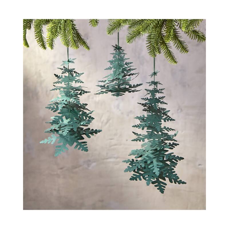 Paper Snowflake Tree Decor - Dark Green Holiday Sculpture, 5" H x 6.37" L x 6.37" W, Festive Christmas Decoration