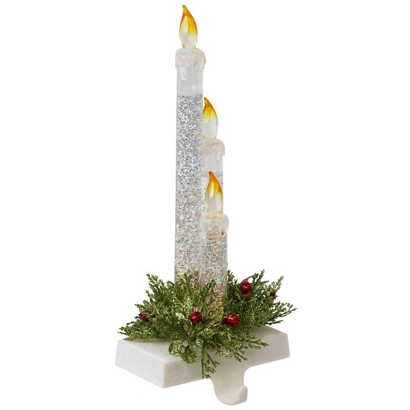 9" Battery Operated LED Lighted Candle Christmas Stocking Holder