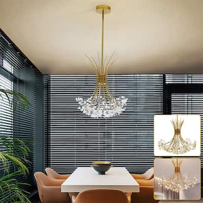 Modern Crystal Chandelier Pendant Ceiling Fixture LED Flush Mount Lamp - 16.5" x 19"