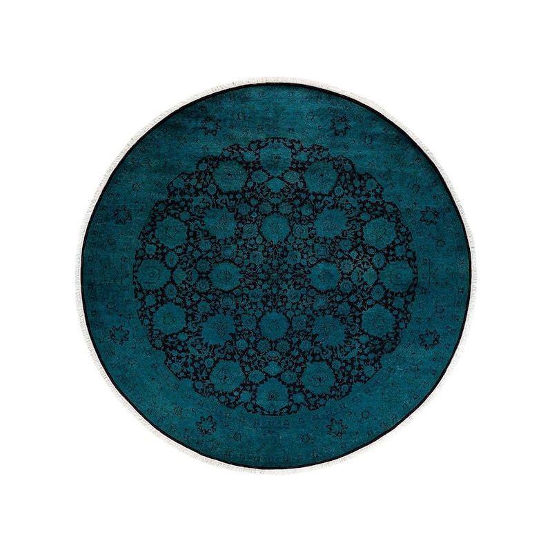 Fine Vibrance, One-of-a-Kind Hand-Knotted Area Rug - Green, 7' 1" x 7' 1" - 7' 1" x 7' 1"